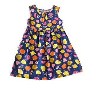 Wonder Nation Navy Fruit Print Sleeveless Dress - Yellow, Pink, Orange | Girl 5T